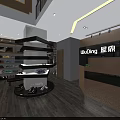 Modern Boutique Clothing Store Interior With Wooden Shelves Hanging Clothes And Brown Bench