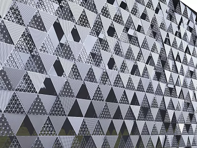 Modern Wall Panel With Geometric Triangular Pattern In Black And White 3d model