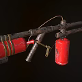 Improvised Weapon With Rusty Metal Pipes Red Canisters And Components