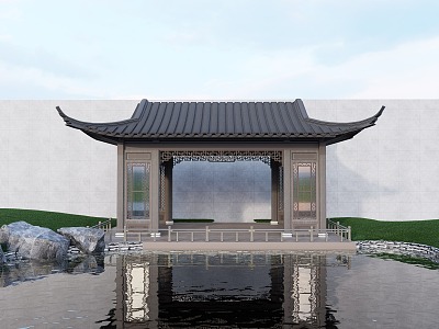 Chinese style ancient building pavilion four corner pavilion 3d model