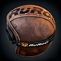 Brown Leather Hat With Black Goggles And Ruroc Logo Strap Design 3d model