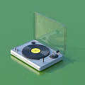 Silver Turntable Entertainment Appliance With Open Transparent Cover Black Record Yellow Label And Control Knobs 3d model