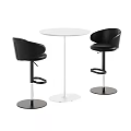 Modern White Round Bar Table With Black Bar Stools And Metal Base Design 3d model
