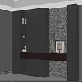 Modern Entryway Cabinet With Side Cabinet Textured Wall And Decorative Items 3d model