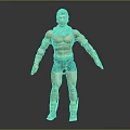 Muscular Male Character 3D Model With Green Shorts Gold Arm Bands And Blue Neck Ornament