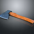 Classic Handcrafted Axe With Blue Metal Head And Natural Wooden Handle