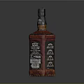 Red Square Whiskey Bottle With Detailed Label And Decorative Cap