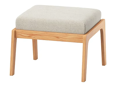 Simple Modern Sofa Stool With Light Wood Frame And Beige Upholstered Seat 3d model