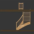 Modern Wooden Staircase Design With Railing Connecting Upper And Lower Platforms 3d model