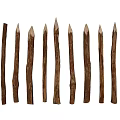 Handcrafted Wooden Sticks With Stone Tips Arranged In Row Featuring White Points