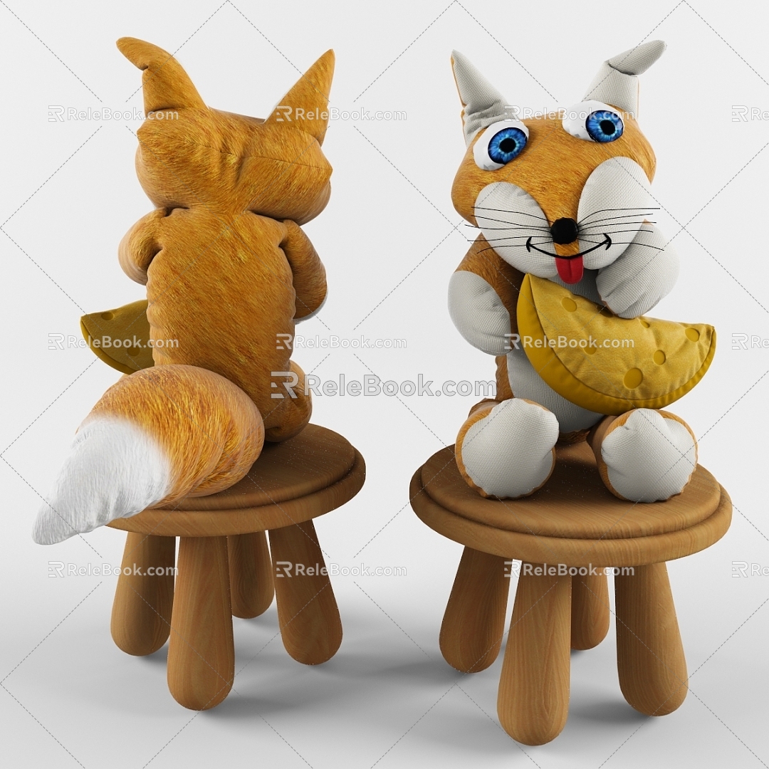 Children's Doll Plush Fox Toy 3d model