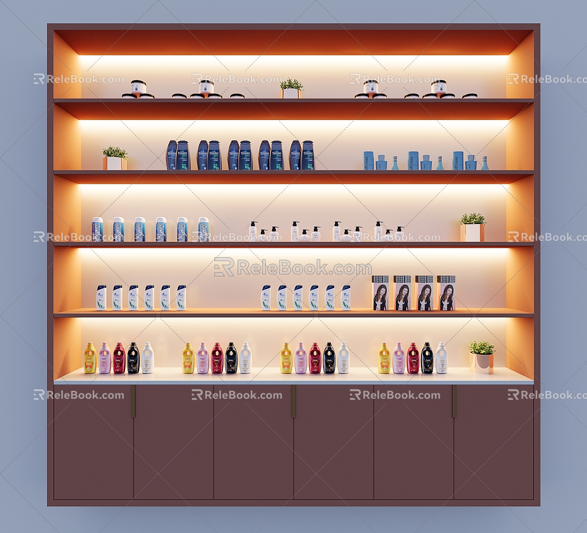 Beauty salon shampoo supplies display cabinet 3d model