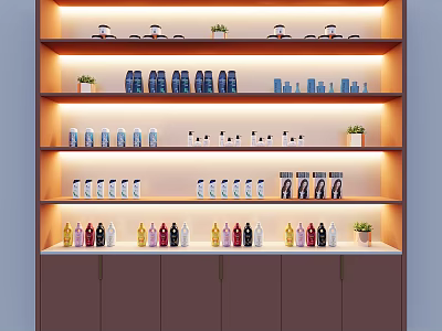 Beauty salon shampoo supplies display cabinet 3d model