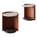 Modern Round Bedside Tables With Wooden Frame And Marble Top Design