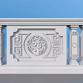 Carved Decorative Railing Featuring Classical Ornate Patterns Vertical Bars And Smooth White Surface 3d model