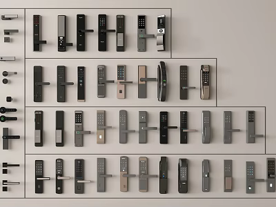 Various Smart Doorbell Models Displayed On Wall 3d model