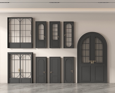 French Single Door Bedroom Door Kitchen Door Wooden Door Glass Door 3d model