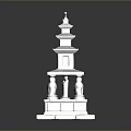 Silver Multi Tiered Pagoda Tower With Decorative Base And Intricate Carvings