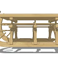 Outdoor Wooden Playground Equipment With Curved Frame Platform And Seats