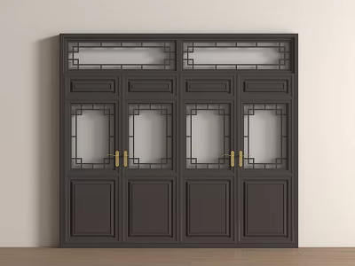 Chinese New Chinese Double Door Antique Chinese Metal Double Door Aluminum Alloy New Chinese 3d model