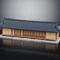 Traditional Architecture Featuring Dark Tiled Roof Curved Eaves Wooden Windows And Light Colored Walls