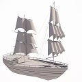 Sailing Ship Featuring Wooden Hull White Sails Tall Masts And Deck Railings