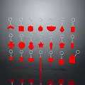 Red Jewelry Pendants With Various Shapes And Silver Hooks Neatly Displayed