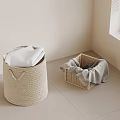 Woven Storage Baskets for Organizing in Corner of Room with White and Gray Fabrics