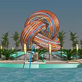 Modern City Sculpture Mobius Loop Color Tube Abstract Sculpture 3d model