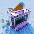 Pink Commercial Gelato Ice Truck With Top Ice Cream Decoration Big Eyes Design Side Windmill