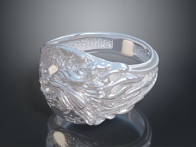 Silver Intricate Design Ring With Detailed Engraved Patterns And Shiny Band 3d model