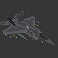 Gray Camouflage Fighter Jet With Missiles Under Wings Tail Insignia And Transparent Cockpit