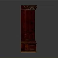Red Wooden Architectural Pillar With Intricate Carved Decorations And Classical Design