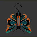 Butterfly Shaped Toy Featuring Orange Blue Black Wings And Connected Wire Design