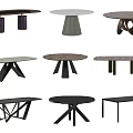 Modern Dining Tables With Various Shapes And Unique Base Designs 3d model