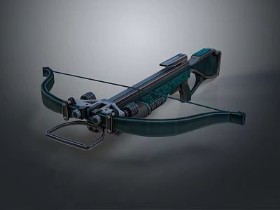 Modern Tactical Crossbow With Metallic Components And Green Grip Design 3d model