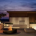 Roof Garden With Outdoor Seating Fire Pit Lush Plants And Scenic View