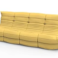 Modern Yellow Lazy Sofa With Comfortable Pleated Design And Soft Padding 3d model