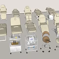 Various Styles White Massage Chairs With Beauty Beds And Rolling Carts In Showroom