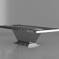 Modern Metallic Dining Table With Sleek Reflective Surface And Unique Base Design 3d model