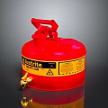 Red Justrite Safety Can Fire Extinguisher with Yellow Label Red Handle and Brass Valve