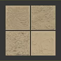 Four Pieces Beige Textured Ceramic Tiles With Natural Patterns For Wall Floor Decoration