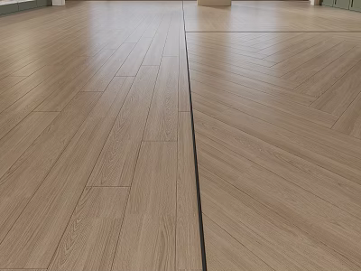 Light Wood Flooring In Modern Space Featuring Straight And Herringbone Layouts 3d model