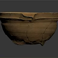 Vintage Style Handcrafted Brown Ceramic Tableware Bowl with Handles Textured Surface on Dark Background