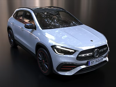 White Mercedes SUV With Modern Front Design Headlights And Red Accent Wheels 3d model