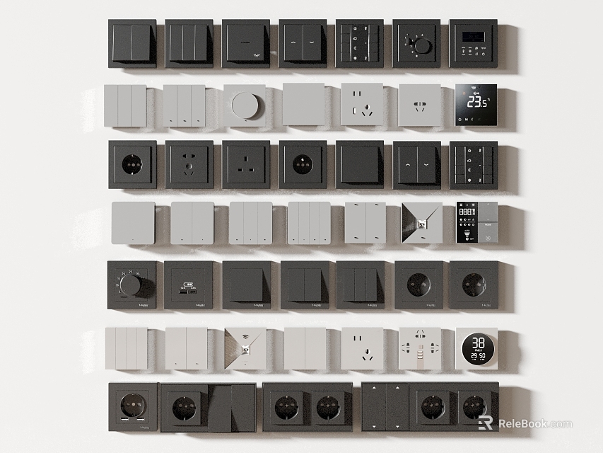Variety Of Switch Panels With Different Designs 3d model 