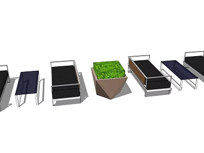 Outdoor Sofa Multiple Styles with Green Planter for Garden Patio 3d model