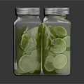 Refreshing Lime And Mint Infused Green Liquid In Glass Jars With Silver Lids