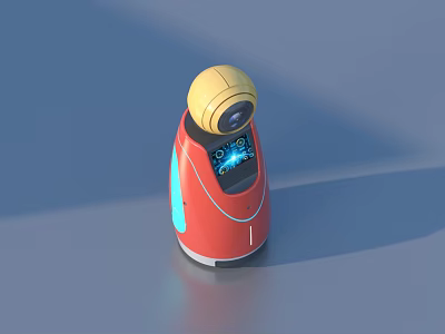 Red Yellow Blue Small Robot With Interactive Display Screen And Smart Features 3d model