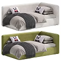 Comfortable Modern Soft Upholstered Kids Bed With Cute Panda Pillows And Multiple Color Choices